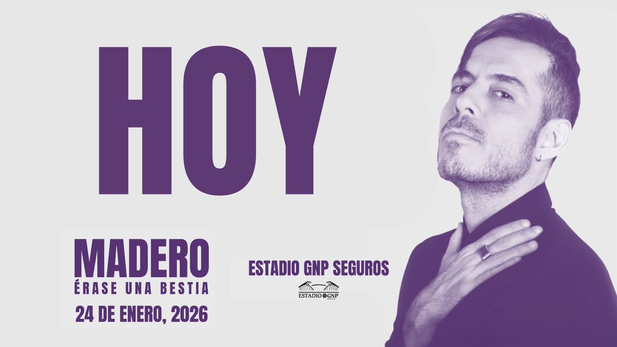 CUENTA REGRESIVA ⏱️💜

HOY es el gran día para MADERO: ÉRASE UNA BESTIA en el Estadio GNP Seguros. 

🔗 No te pierdas este concierto histórico: ticketmaster.com.mx/jose-madero-ci…

<a href="/jose_madero/">MADERO</a> <a href="/ClassMusic/">Class Music</a>