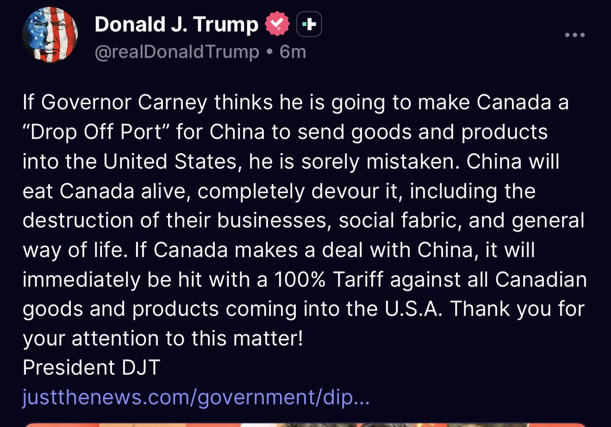 GradyTripp00's tweet image. If Trump follows through on this, then it’s time to end all electricity, oil, and potash exports to the United States, @CanadianPM @MarkJCarney.