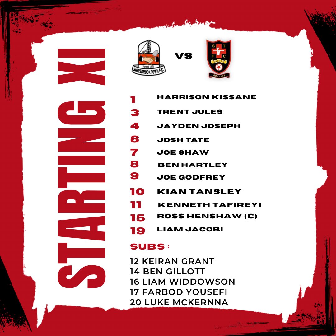 𝐓𝐞𝐚𝐦 𝐍𝐞𝐰𝐬 

We make 3 changes from mid week with Liam Jacobi, Ross Henshaw and Kenneth Tafireyi come into the starting XI while new signing Ben Gillott starts on the bench