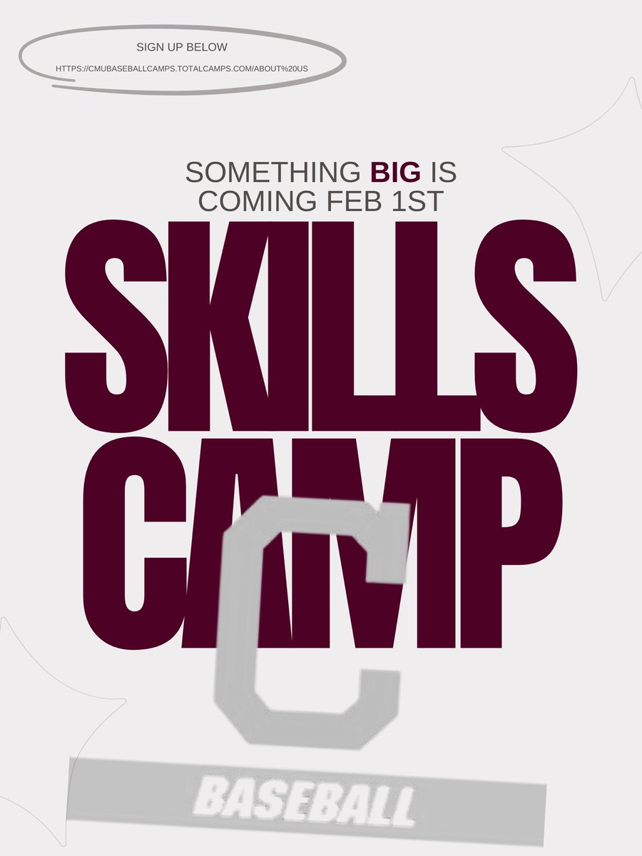 CoachAHilt's tweet image. ⚾️ Skills &amp;amp; Development Camp ⚾️ 

📍 IAC Turf Bay
🗓️ Feb 1, 2026
🔗 cmubaseballcamps.totalcamps.com

#FireUpChips