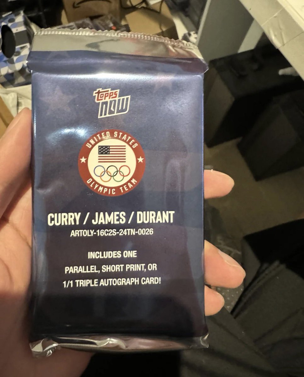 gurucollects's tweet photo. Only a few of these sealed Topps Olympic packs exist and the Curry / James / Durant Triple Auto 1/1 has yet to surface. 

This collector has kept his sealed for the last 15 months. 

What would you do?! Rip, sit, or sell?

📸: u/jukyla https://t.co/QHcFVCPwzv