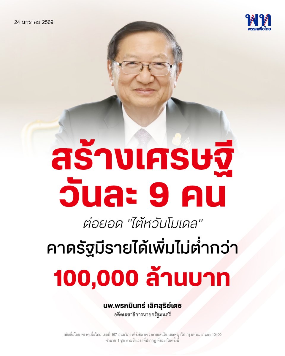 PheuThaiParty's tweet image. นพ.พรหมินทร์ เลิศสุริย์เดช อดีตเลขาธิการนายกรัฐมนตรี เปิดเผยถึงเจตนารมณ์ของนโยบาย “สร้างเศรษฐีเงินล้าน วันละ 9 คน” ผ่านทางเฟซบุ๊กส่วนตัว โดยระบุว่า นโยบายนี้กำลังถูกเข้าใจผิดว่าเป็นการแจกเงิน ทั้งที่ในความเป็นจริงคือ “การหาเงินให้รัฐ” โดยต่อยอดความสำเร็จมาจากหลายประเทศ…