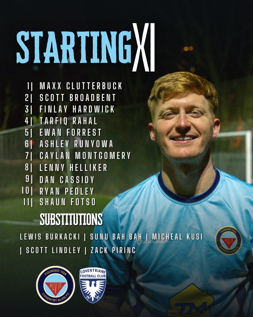 CovAlvis's tweet photo. Todays starting 11 against @coventriansfc ⚽️🩵
#coventry #alvis #football https://t.co/wHt9Bh4KC4