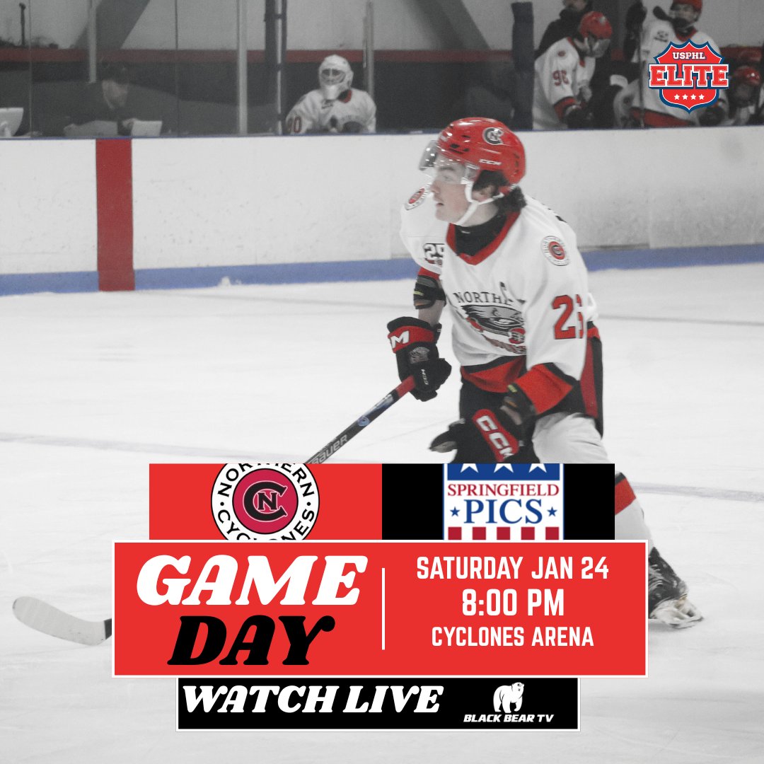 NJrCyclones's tweet photo. Elite Gameday! Elite looking to extend their win streak to 8 games vs the Pics tonight🔴⚫️
⏰ 8:00 PM
🆚 Springfield Pics
📍 Cyclones Arena
📺 https://t.co/FzmEZITnL8
#rollclones #usphlelite https://t.co/c42EXXKbB9