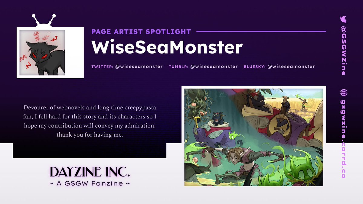 We're proud to present to you, @wiseseamonster!🕯️

His expertise is something we greatly admire, and we hope you are just as wowed by his work too!

#gsgw #fanzine #gdcg