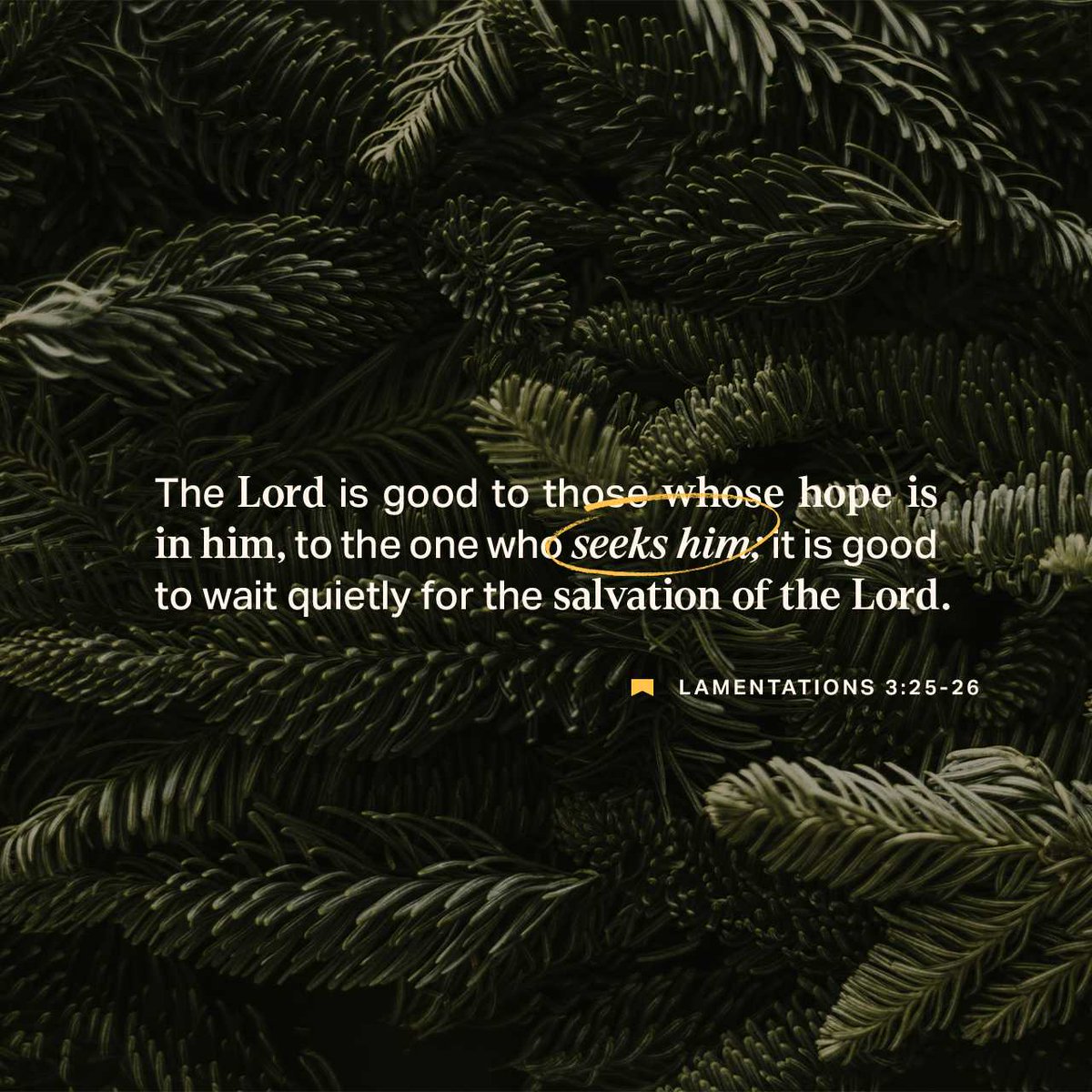 YouVersion's tweet image. Lamentations 3:25-26
