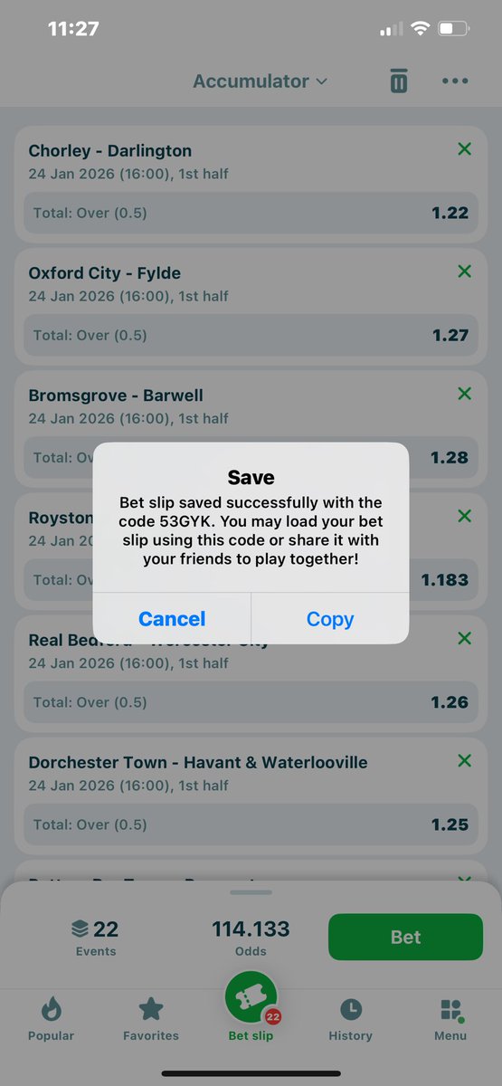 Dajamal_23's tweet photo. First half 0.5 on 22BET.

115 odds.

22BET: 53GYK

DON’T HAVE A @22betNaija ACCOUNT??

https://t.co/Ik2ABdwuYX

Use this Promo code for 💯 bonus: “DAJAMAL”. https://t.co/wVYANG9itZ
