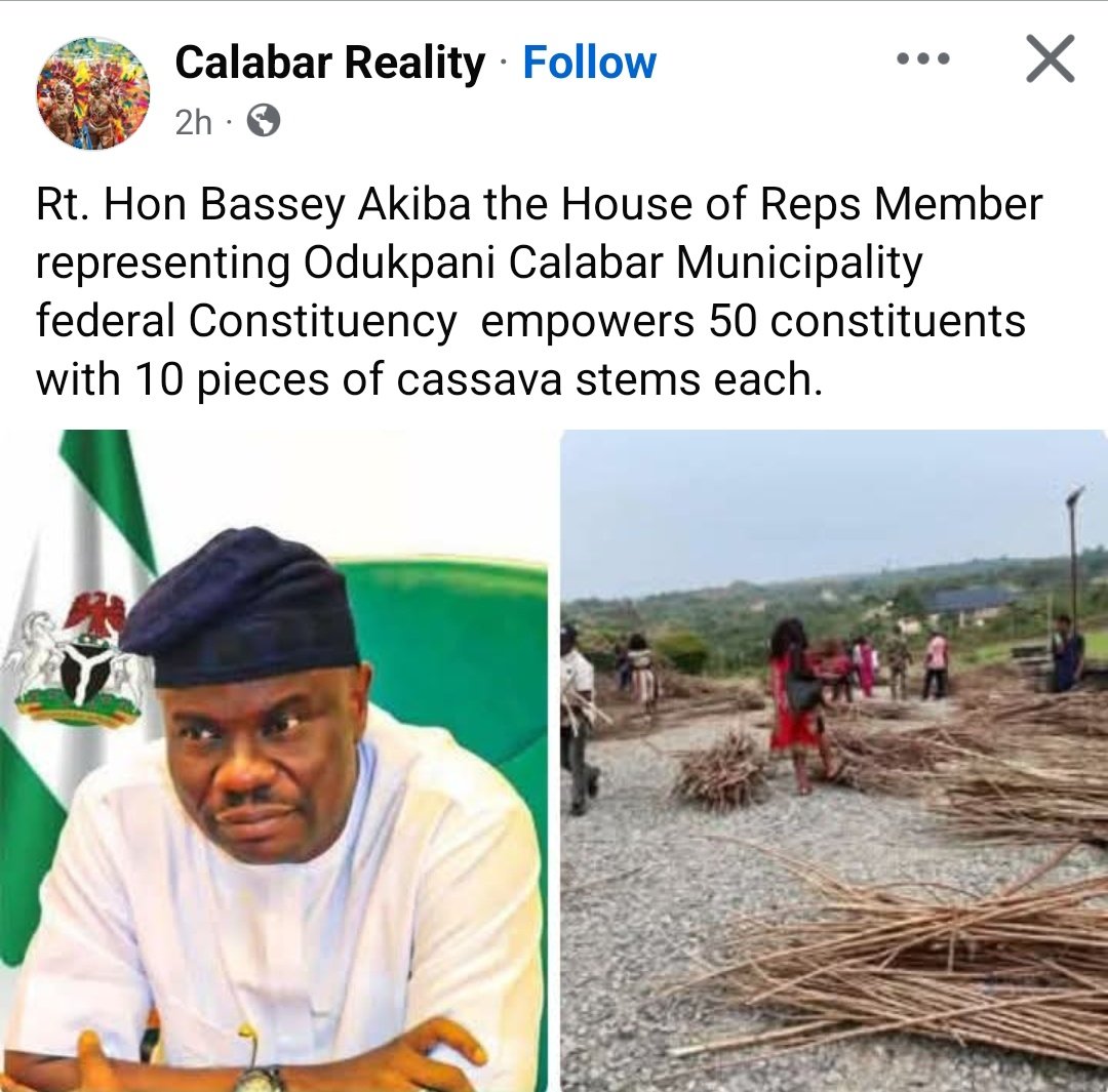 This House of Reps members empowered his constituents with 10 pieces of cassava stems.