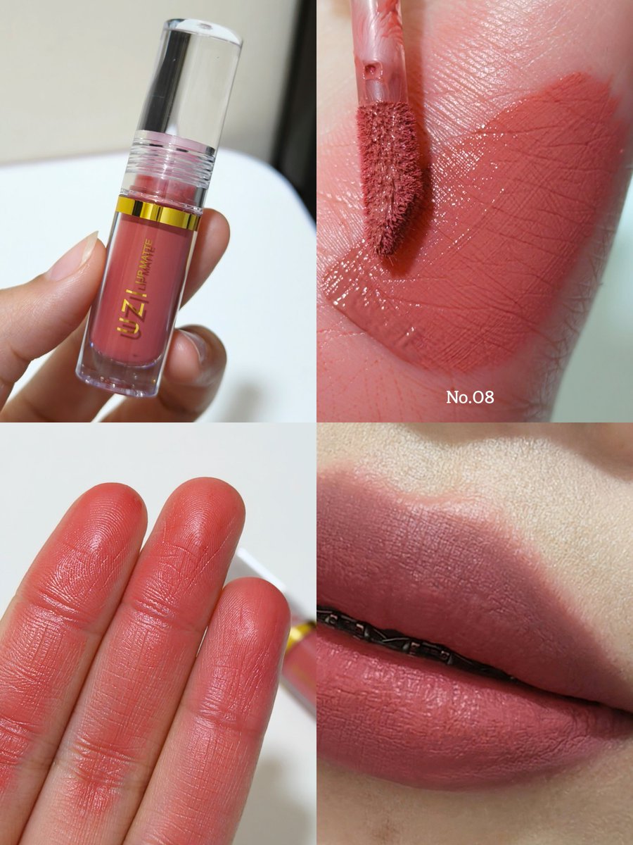 นี่ชอบลิปแมทของ UZI มากกกกก เป็นแมทที่สีชัดแบบปึ้ง เนื้อนุ่มๆปาดเดียวกลบสีปากกริบ แต่ทาแล้วปากไม่แห้ง ไม่ตกร่อง

นี่เชียร์สี 08 ทาแล้วสวยขับผิวมากกก แล้วความแมทอะเธอติดทนสุดๆ ไม่ต้องหยิบมาเติมซ้ำเลย หรือใครมีหลายสีเอามาผสมกันได้ด้วย ค่ตจะปังงง