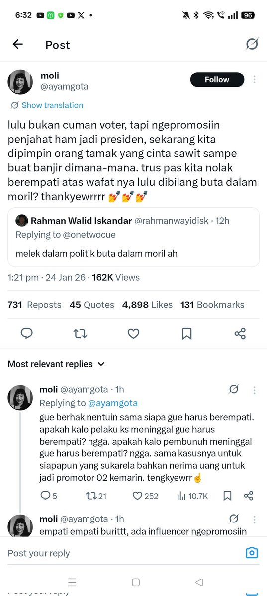 Kl loe dukung Capres 
Dan akhirnya Capres loe kalah

Trs jadiin loe jd SAKIT begini.

ITU ARTINYA
CAPRES YG LOE DUKUNG ITU 
BUKAN MANUSIA 

🤣😂

Gimana bisa hanya gegara Capres loe kalah
Loe tetiba jadi PSIKOPAT gitu yaa