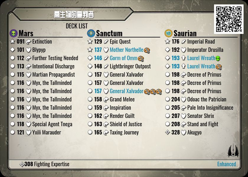 A deck with 5 copies of Myx, the Tallminded has been found!
                
高生物的宣判者

keyforgegame.com/deck-details/5…

#keyforge #collectorworm