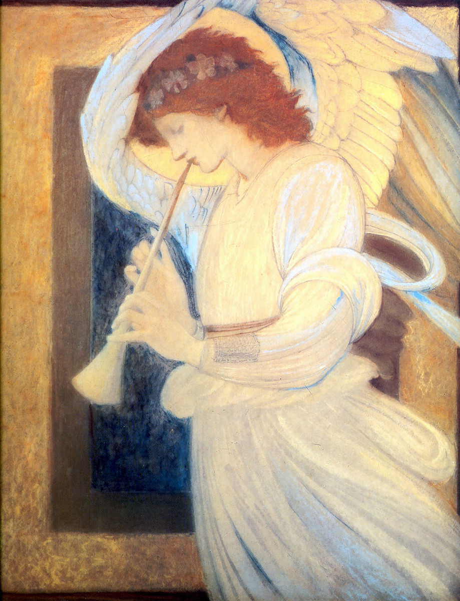 BurneJonesArt's tweet image. An Angel Playing a Flageolet wikiart.org/en/edward-burn…