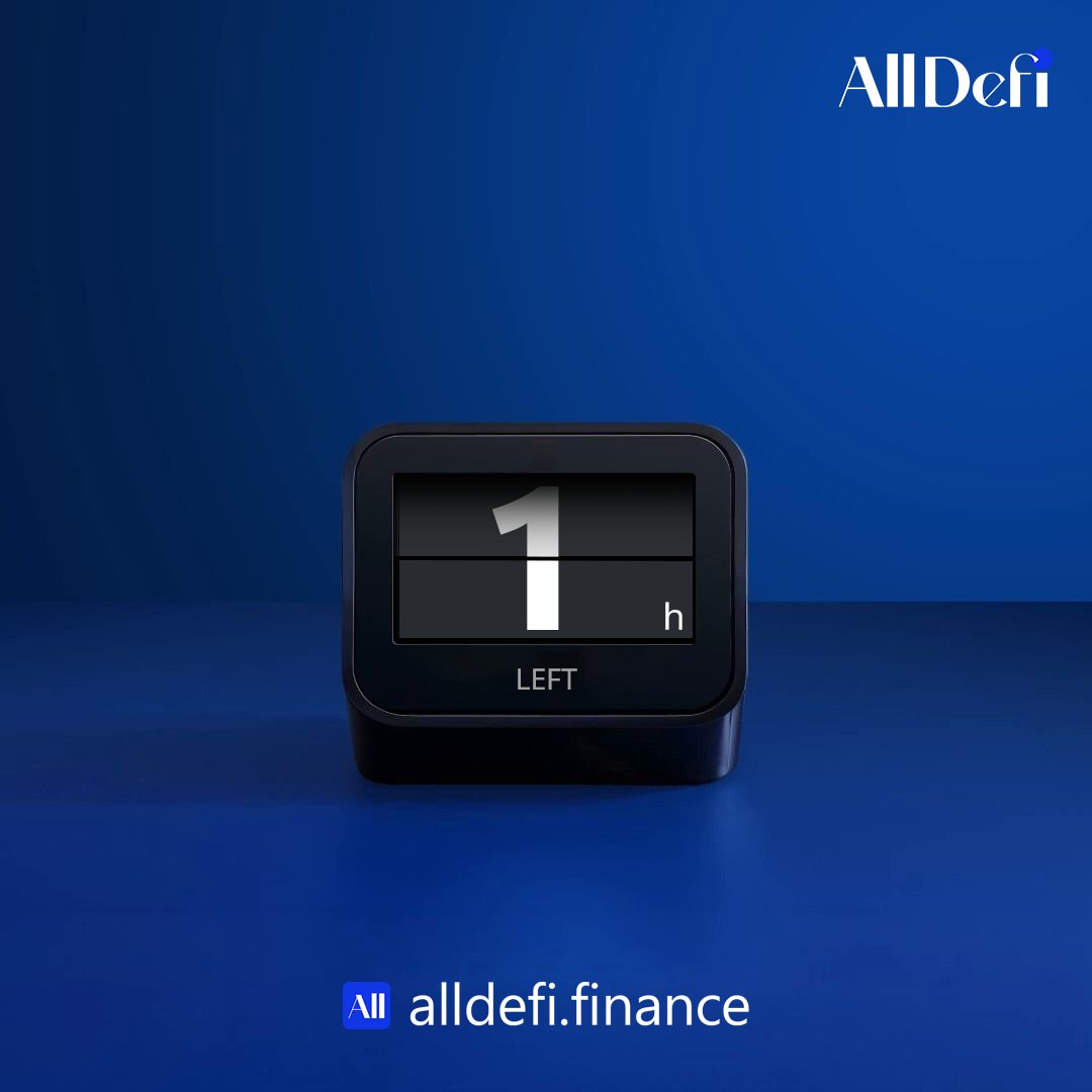 ⚠️ FINAL HOUR ⚠️

T-Minus 60 minutes until launch.

The gates to alldefi.finance open soon. First come, first served for Epoch 1.

Get your browsers ready. This is it.

Final  WL call. 🎟️
-Like-RT-Drop EVM Address