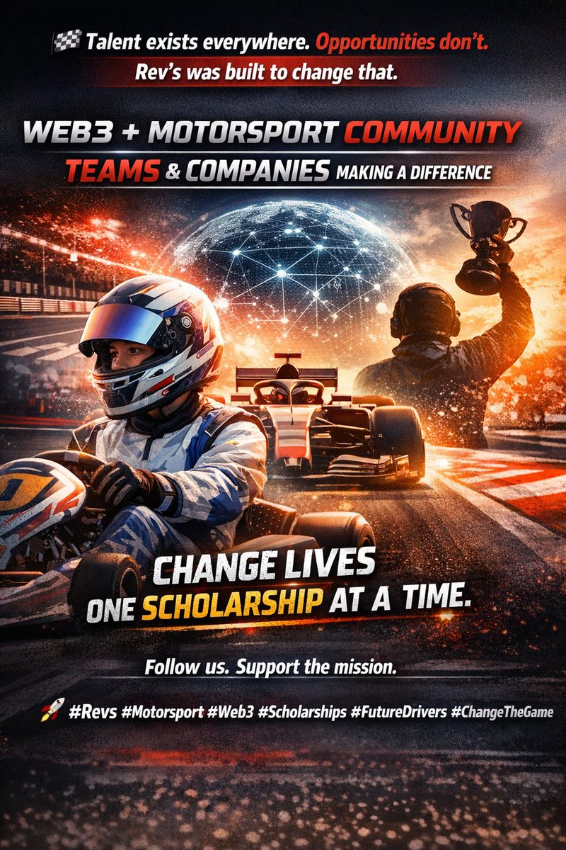 🏁 Talent exists everywhere. Opportunities don’t.

Rev’s was built to change that.

By combining Web3, the motorsport community, and teams &amp; companies that want to leave a real mark, we’re opening doors for the next generation of drivers.

This isn’t hype.
It’s impact.
Follow us.