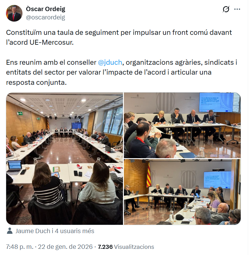 aalbeert's tweet photo. Mentre el Govern de la Generalitat (PSC) alerta dels riscos de l’acord UE-Mercosur per al sector agrari, el cap de llista del PSC a Europa @javilopezEU el defensa sense matisos.

A Catalunya no hi ha ningú al volant. https://t.co/JBG6y8OSDw