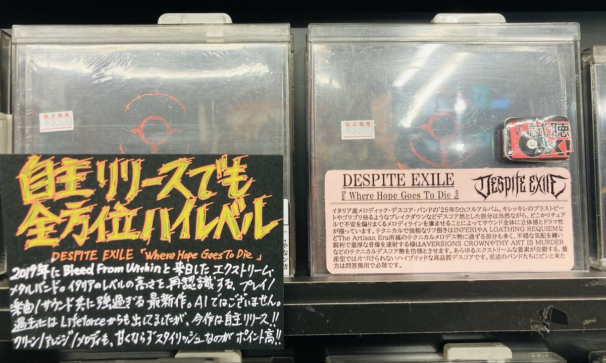 ✨新品CD販売中✨ DESPITE EXILE『Where Hope Goes To Die』 イタリア