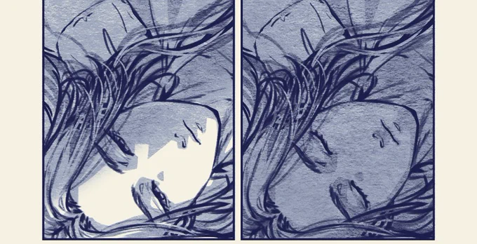 そういやこれも描き途中だ。寝ているときに近くのものを掴むクセが魏嬰にはある…魏嬰献舍後、割と早い段階で藍湛は知っていたのではないかなぁという妄想漫画を描こうとしていた。 