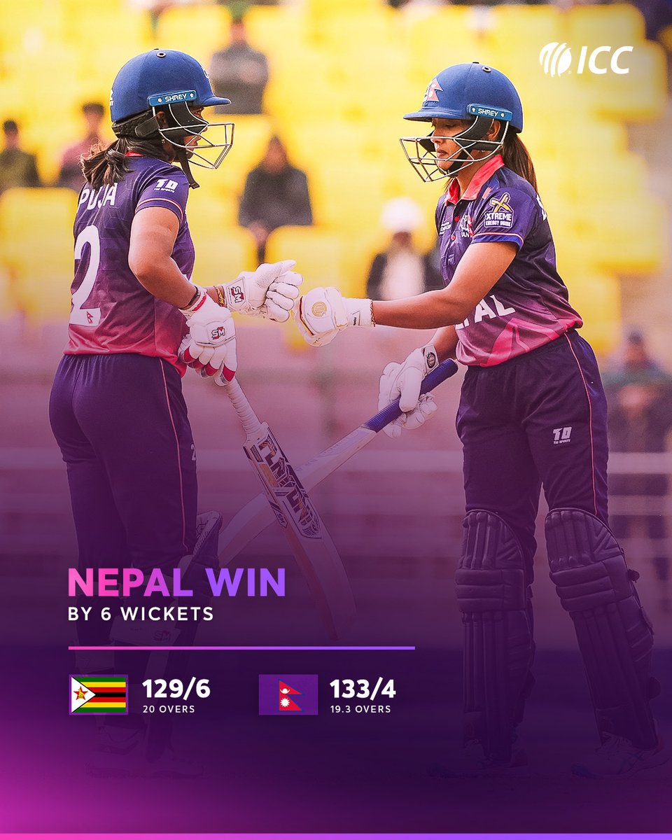Nepal secure their first win of the #T20WorldCup Global Qualifier with a clinical performance against Zimbabwe 👊

📝: icc-cricket.com/matches/268877…