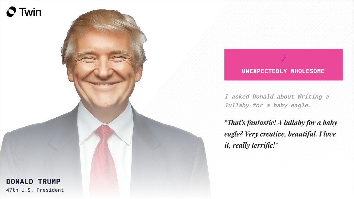 Cryptotest14's tweet photo. Surprisingly tender from Trump 🥹 #DigitalImmortality# #💕UNEXPECTEDLYWHOLESOME https://t.co/P9PFREliZ7