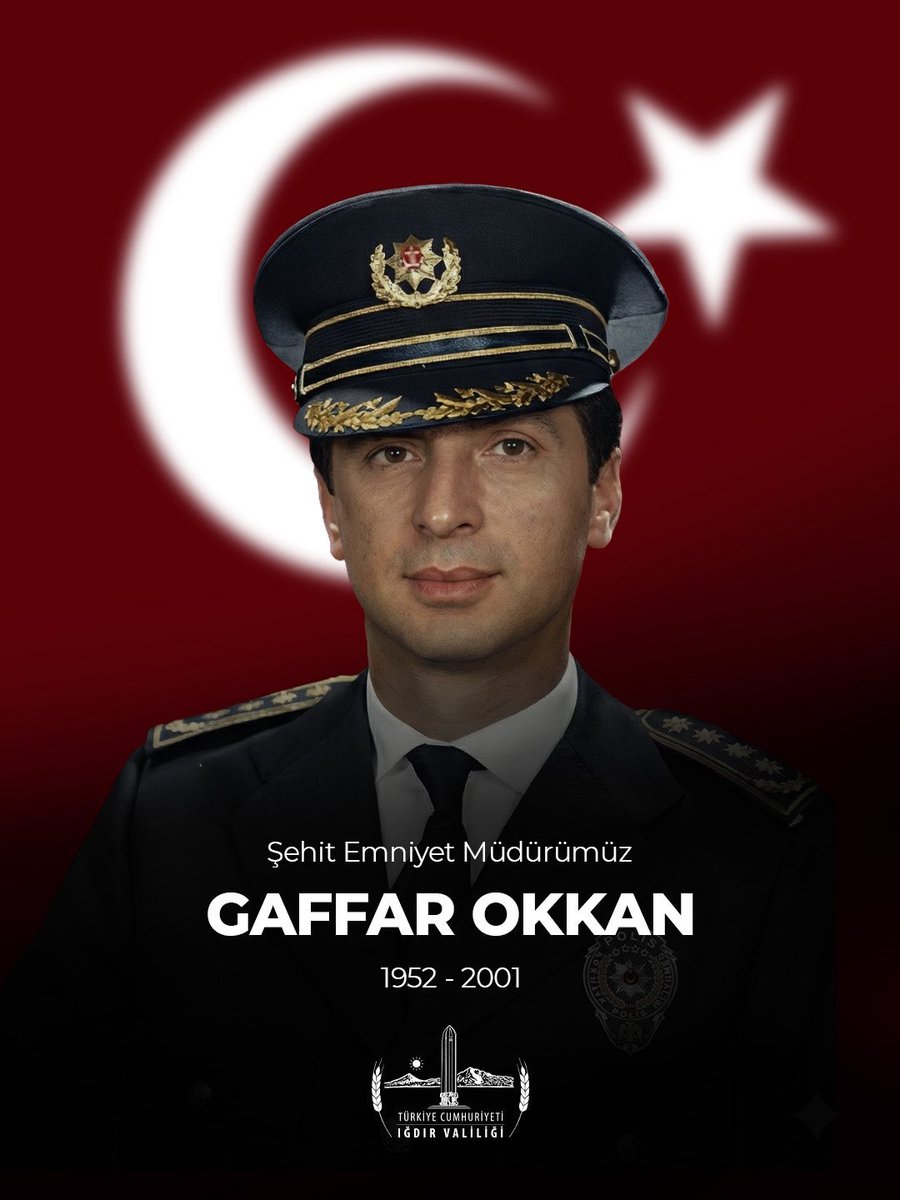 24 Ocak 2001 tarihinde, hain saldırı sonucu şehit edilen Diyarbakır Emniyet Müdürümüz Gaffar Okkan’ı şehadetinin yıl dönümünde, saygı ve rahmetle anıyoruz.