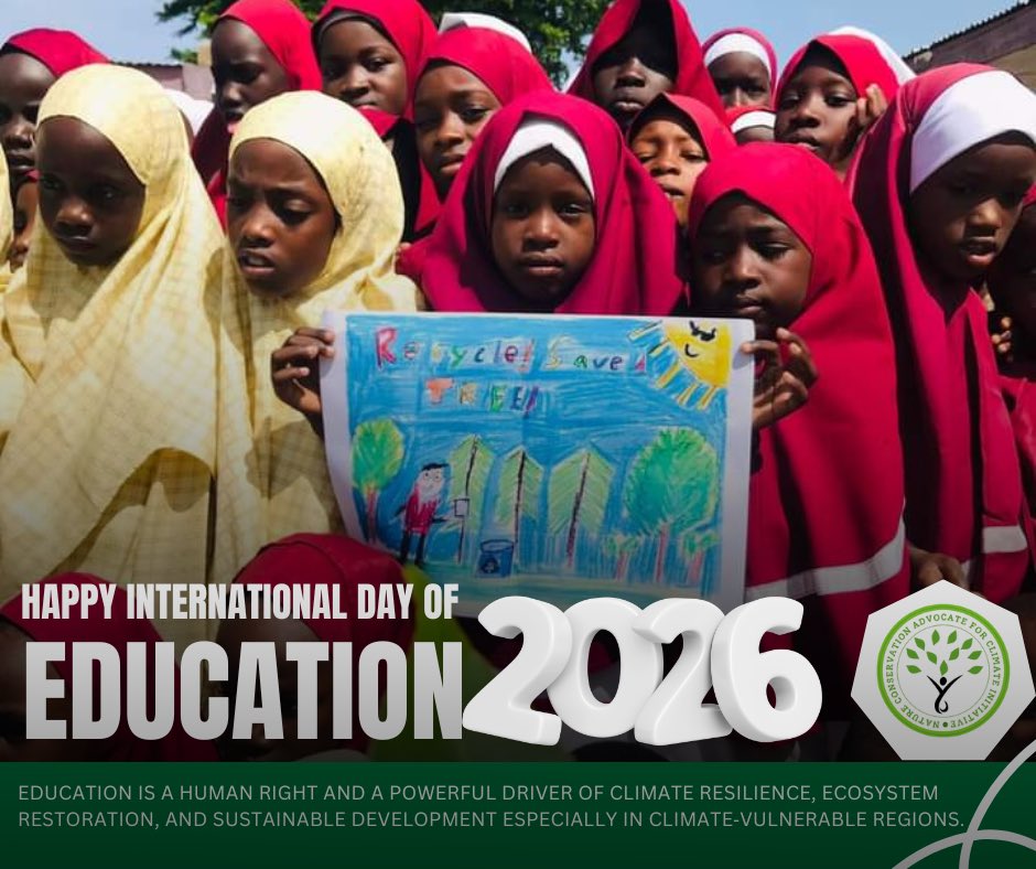 ncaci_org's tweet photo. On #InternationalDayOfEducation, we spotlight the power of climate education to equip young people and local communities with the skills to restore land, adapt to climate change and unlock economic opportunities.

#YouthForClimate #EducationMatters #SaveLandUnlockOpportunities https://t.co/69OokcBjfn