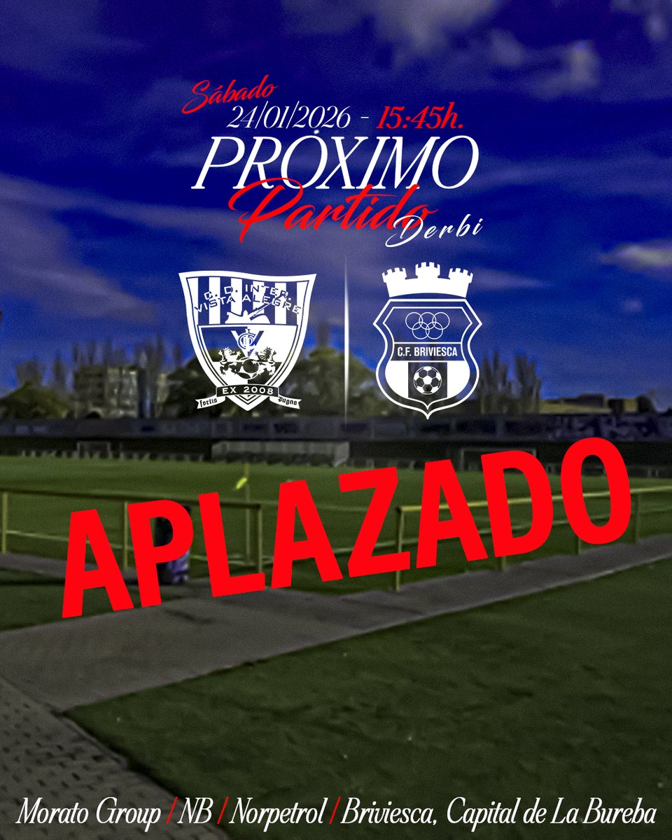 <a href="/CDInterVA/">Inter Vista Alegre</a> 🚨𝗣𝗔𝗥𝗧𝗜𝗗𝗢 𝗔𝗣𝗟𝗔𝗭𝗔𝗗𝗢🚨
👉Por el temporal🌨️❄️🌬️