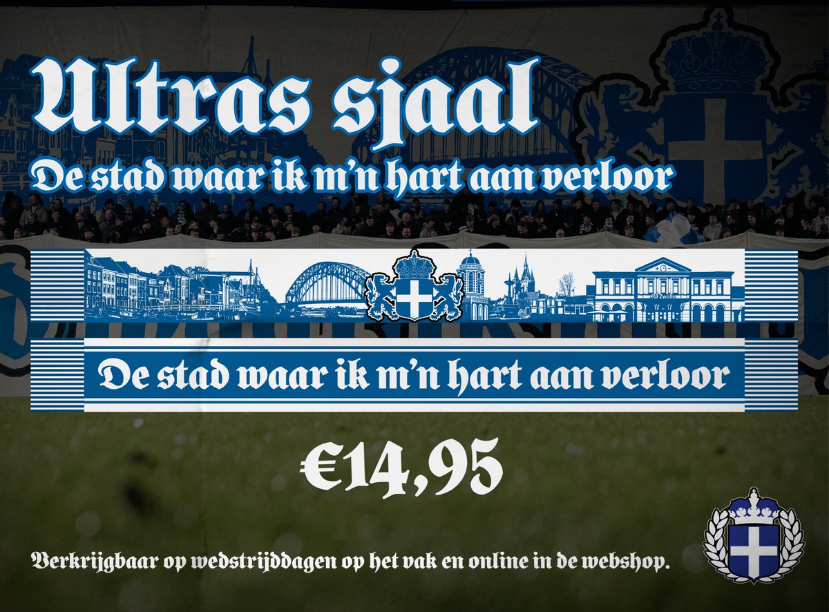 🆕 𝗨𝗟𝗧𝗥𝗔𝗦 𝗦𝗝𝗔𝗔𝗟 - ‘𝗗𝗘 𝗦𝗧𝗔𝗗 𝗪𝗔𝗔𝗥 𝗜𝗞 𝗠’𝗡 𝗛𝗔𝗥𝗧 𝗔𝗔𝗡 𝗩𝗘𝗥𝗟𝗢𝗢𝗥’

Vanaf nu online verkrijgbaar en standaard op wedstrijddagen op het vak.  Vanavond zijn er in Nijmegen ook mutsen en nekwarmers verkrijgbaar. PIN + Contant!

feuzwolle.nl/product/feu-zw…