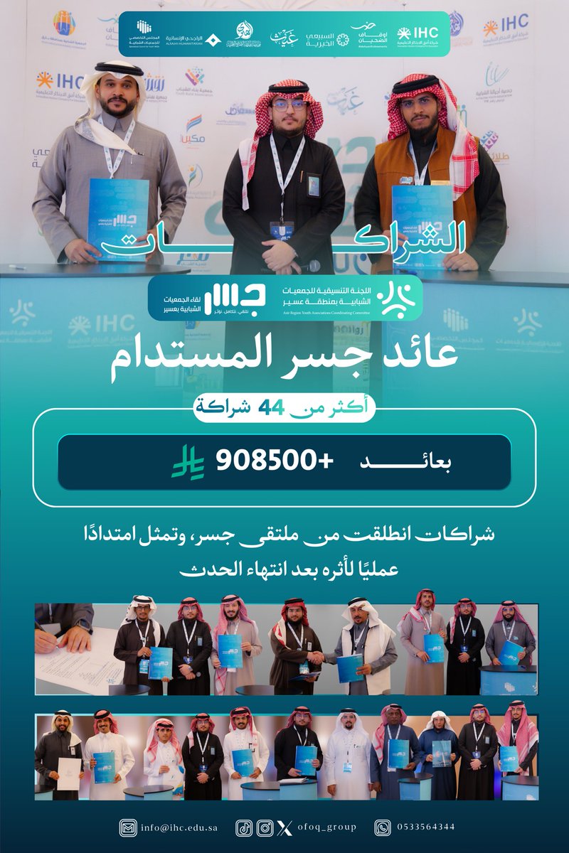 #جسر

الشراكات… عائد يتجاوز الأرقام
أكثر من 44 شراكة انطلقت من ملتقى جسر، محققةً عائدًا ماديًا تجاوز 908,500+.
شراكات مبنية على الاستدامة، وتمتد آثارها العملية لما بعد الحدث. 

<a href="/SCY_SA/">المجلس التخصصي للجمعيات الشبابية</a>