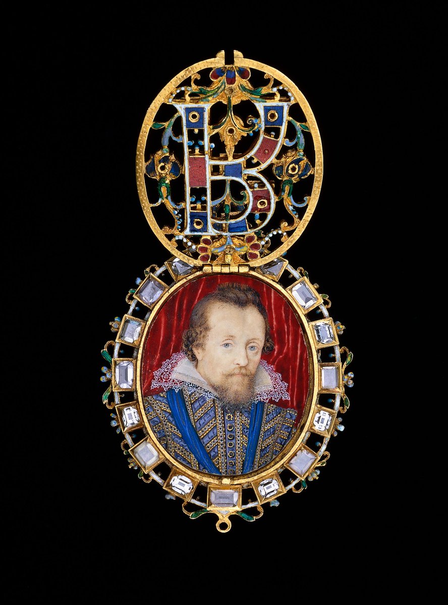 Hear ye! 'Tis time for #StuartSaturday! Today, please share something:
👑 Stuart &amp; Sparkly ✨
Here, we have a sparkling gold diamond-set locket containing the portrait of King James VI of Scotland and I of England (b. 1566 - d. 1625) by Nicholas Hilliard, English, 1610. © The