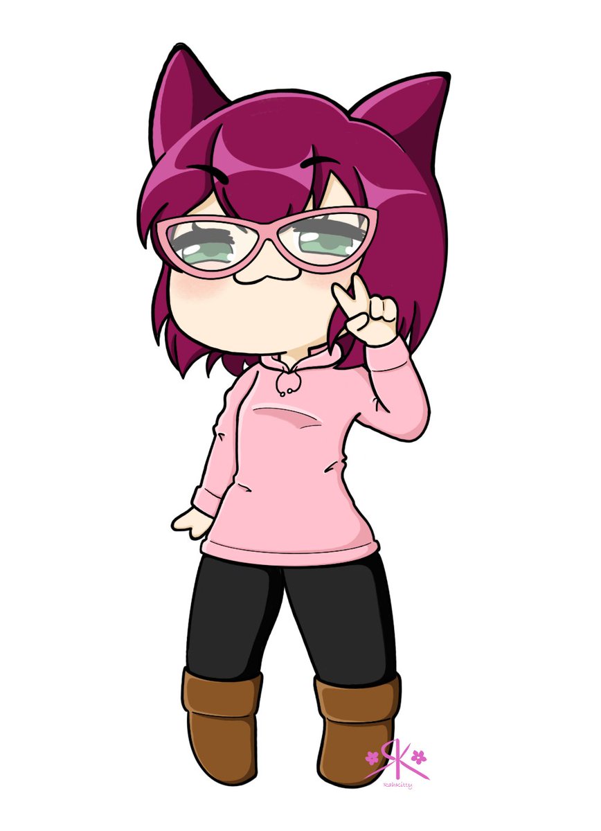 Rahkitty's tweet image. Chibi of my stream persona. Almost 3 years apart. Left was early 2023 and right is late 2025.