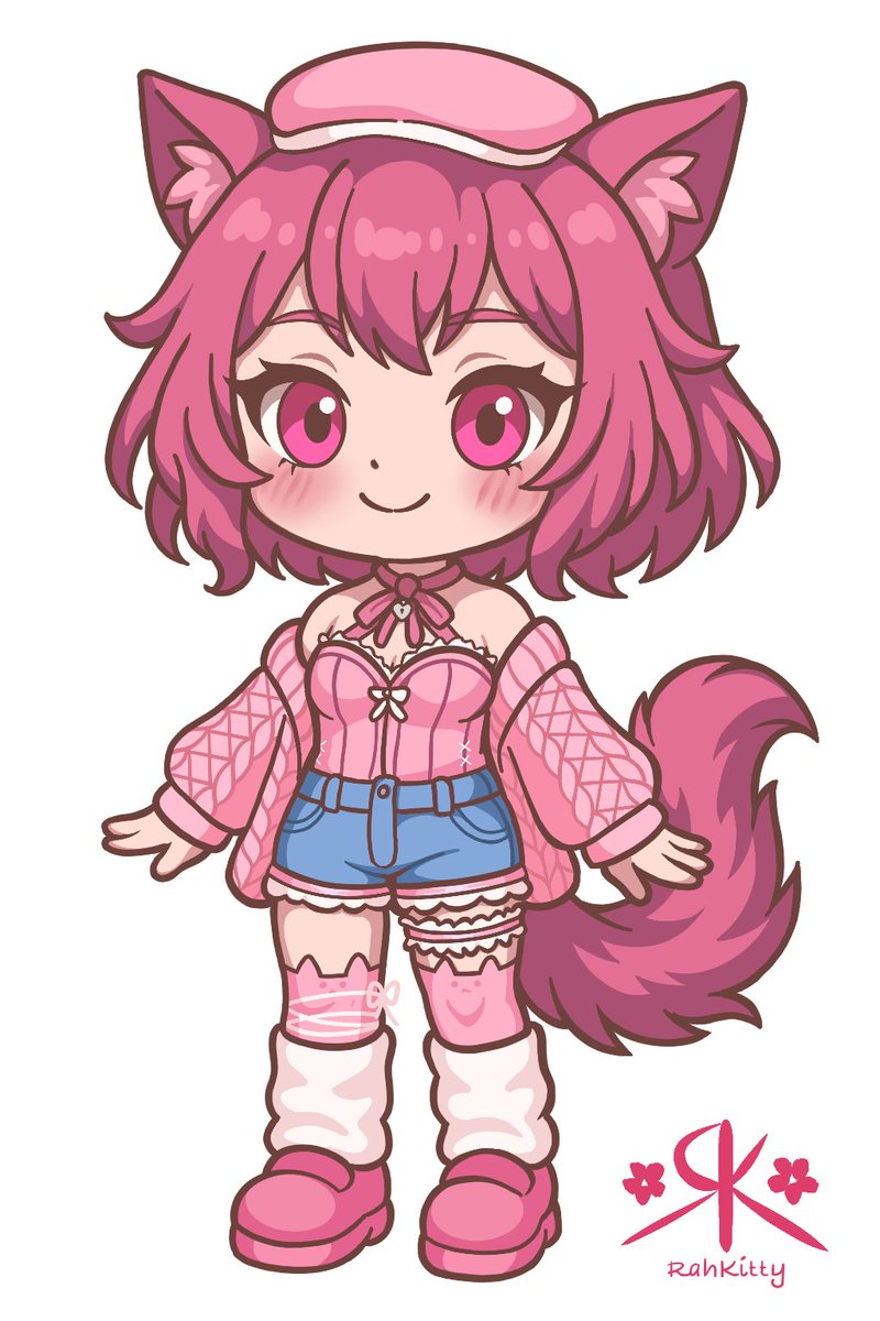 Rahkitty's tweet image. Chibi of my stream persona. Almost 3 years apart. Left was early 2023 and right is late 2025.