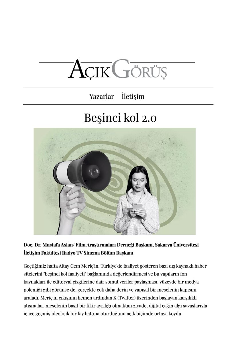 Dış kaynaklı medya ve koordineli sosyal medya ağları korku-öfke enjekte ederek algı mimarlığı yapıyor. <a href="/AltayCemMeric/">Altay Cem Meriç</a> ile yeniden başlayan tartışmalar başka neler söylüyor.  
Konuyu Star Açık Görüş  için yazdım:
star.com.tr/acik-gorus/bes…
<a href="/stargazete/">Star Gazetesi 🇹🇷</a> #BeşinciKol #AlgıOperasyonu