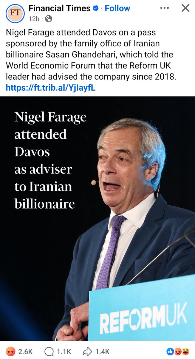 ThomasEvansAdur's tweet image. Number of times Nigel Farage has held a constituency surgery for the people of  Clacton in 19 months = 0

Number of times Farage has been paid by an Iranian billionaire to advise at Davos in 19 months (WEF) = 1

Number of times Farage has visited the USA in 19 months = 9

#ConMan