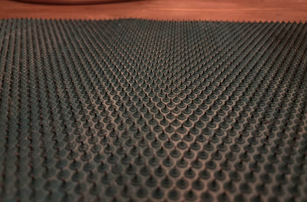 ハリハリマットに今日乗ってみた。確かに痛いが、ギャーギャー騒ぐほどのものではない。
これより鋭くないシャクティマットでギャーギャー騒ぐ人のことを理解できないが、これの上で腕立て伏せする人のことは信じられない。