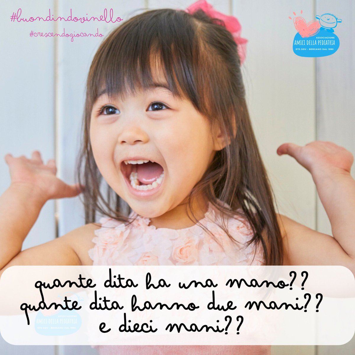 #AmiciDellaPediatria 🩵 #BuonSabato e #BuondIndovinello 
Senza troppo pensare la risposta vien naturale 😉
1 2 3 4 5 🤚🏻
#CrescendoGiocando 
La soluzione alle ore 18:30