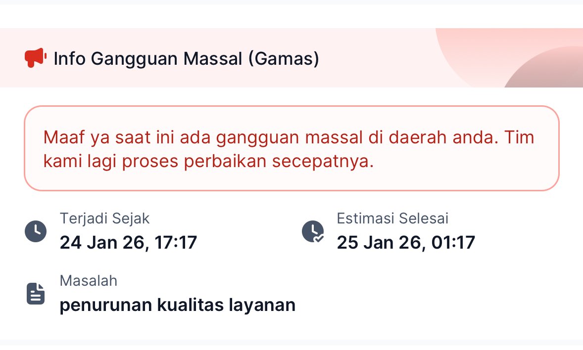 Weh <a href="/MyRepublic/">MyRepublic</a> tiap 2 hari gangguan mulu. Udah 4 kali lo gangguan dalam 1 minggu.