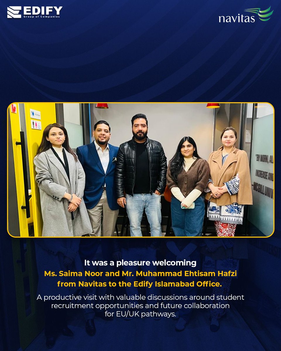 Exploring EU &amp; UK Pathways: Navitas Team Visits Edify Islamabad
.
#EdifyGroup #EdifyIslamabad #Navitas #GlobalEducation #StudentRecruitment #InternationalEducation #UKPathways #EUPathways #EducationPartnerships #StudyAbroad #FutureCollaboration