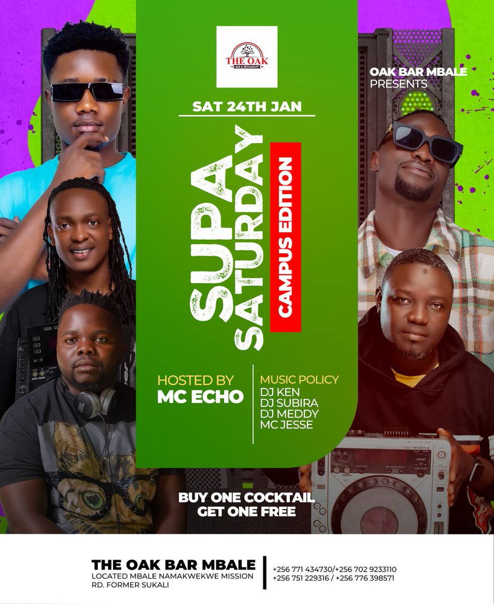McJesseUg's tweet photo. SupaSaturday is on at the Oakbar Tonight π₯
DM or π fr table reservations
0771434730/0702923110
#Supasaturdays https://t.co/TFGGiMvUAl