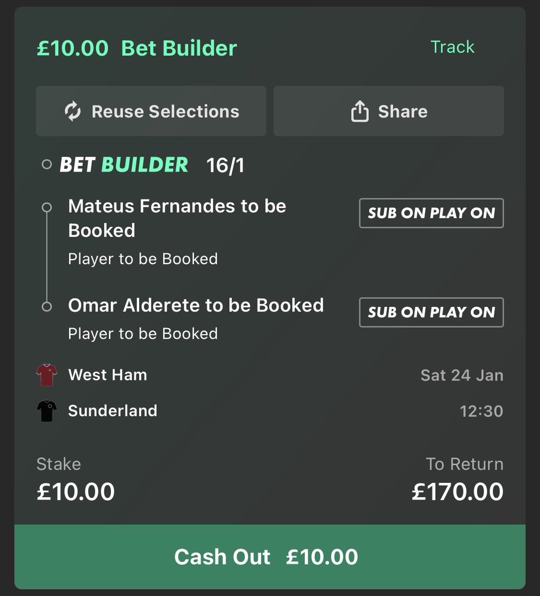BadgersBetBuild's tweet photo. Card Double:

🟨🟨

West Ham v Sunderland 12:30PM

Mateus Fernandes 🇵🇹
Omar Alderete 🇵🇾

🦡⚽️ https://t.co/7M64NDKUfc