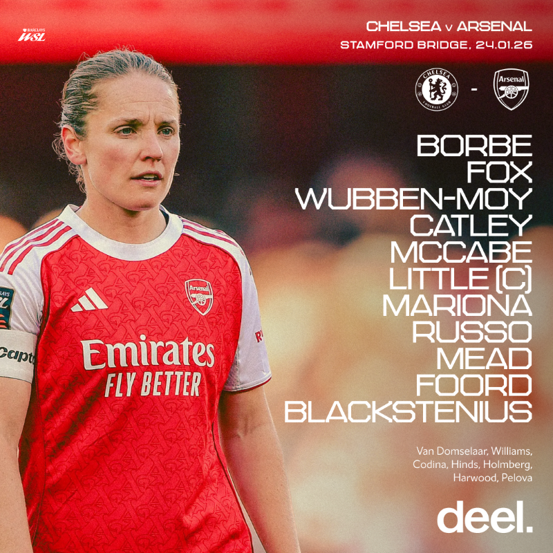 ArsenalWFC's tweet photo. π΄ π§πππ ππππ βͺοΈ
π¦ Fox returns to the XI
π«‘ Little with the armband
β‘οΈ Blackstenius up top
COME ON YOU GUNNERS π
π€ Presented by @deel