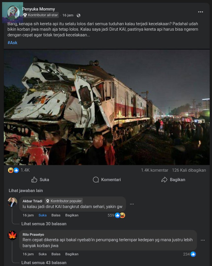 tanyakanrl's tweet image. 💚 apakah korban jiwa disetiap perlintasan kereta itu bisa menyalahkan kereta yg lewat gusy? kayak "siapa sih yg naruh rel kereta di tengah jalan raya? bikin kecelakaan aja" 😭