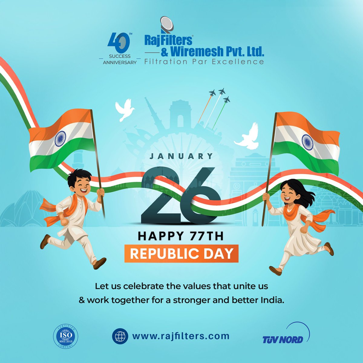 RajFilters's tweet photo. Republic Day reminds us that freedom is not just a right it’s a responsibility. 🙌

To speak with integrity.
To act with empathy.
To build with purpose.

🇮🇳 Wishing everyone a proud and meaningful 77th Republic Day! 🇮🇳

#RepublicDay2026 #ProudIndian #26January https://t.co/IRPImzPx2q