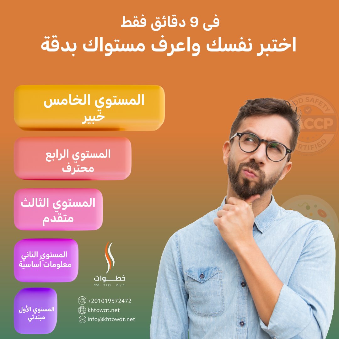 Khtowatk's tweet photo. ما لا يمكن قياسه لا يمكن تحسينه

الكثير يشترك في الدورات التدريبية، لكن هل تم قياس مس��واهم ؟ الإجابة: لا.
في خطوات للجودة، يمكنك قياس مستواك بدقةب 9 دقائق ، مجانًا

اختبر مستواك
الهاسب ,الميكروبيولوجي , التدقيق , إدارة سلامة الغذاء , ممارسات التصنيع الجيدة
https://t.co/q9AiB5Dn0x https://t.co/26TAvrMbGM