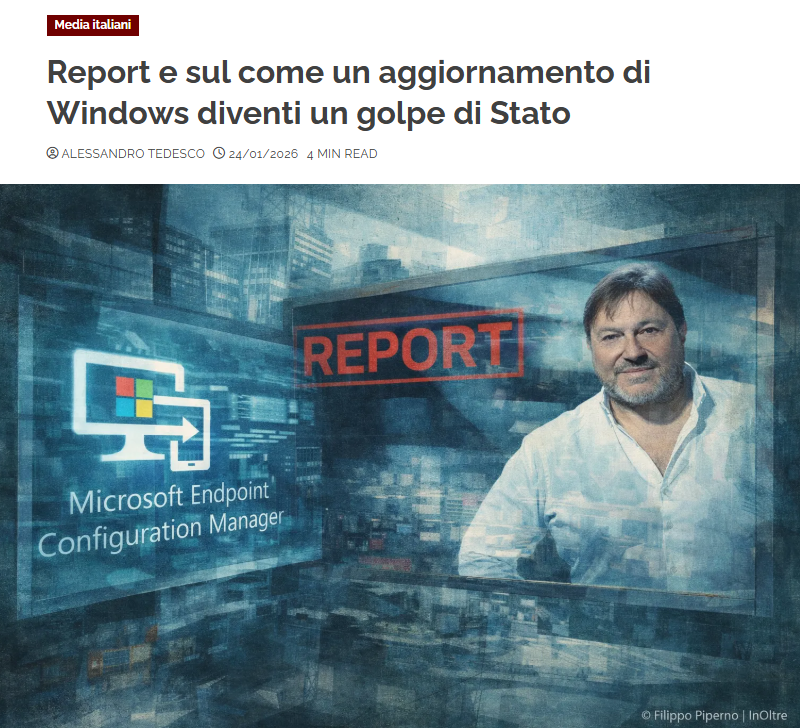 La narrazione di Report trasforma l’adozione di un comune software di gestione IT in un presunto strumento di sorveglianza politica. MECM non è uno spyware, ma uno standard usato ovunque per aggiornare e proteggere i computer. Presentarlo come un “golpe digitale” significa