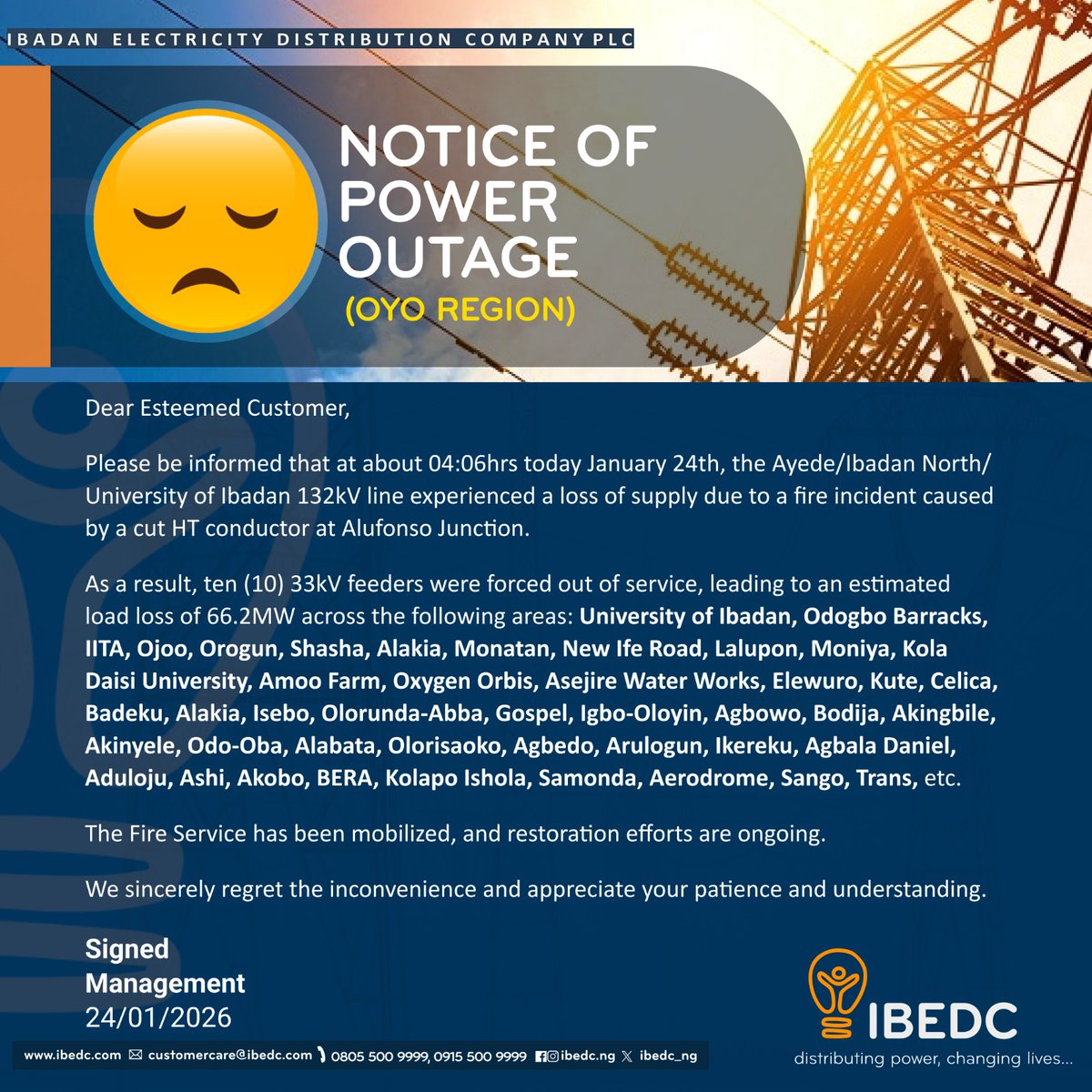 IBEDC_NG's tweet image. Notice of Power Outage
#ibedc #oyo