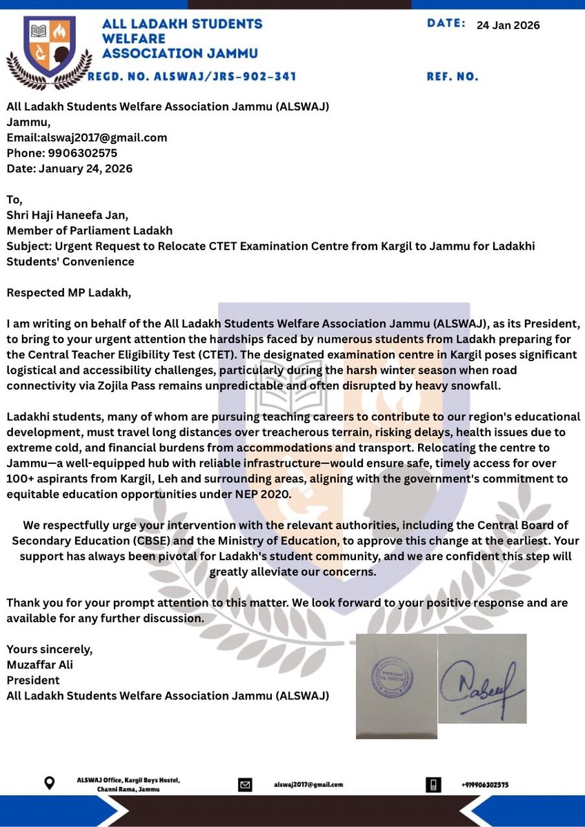 All Ladakh Students Welfare Association Jammu tweet media