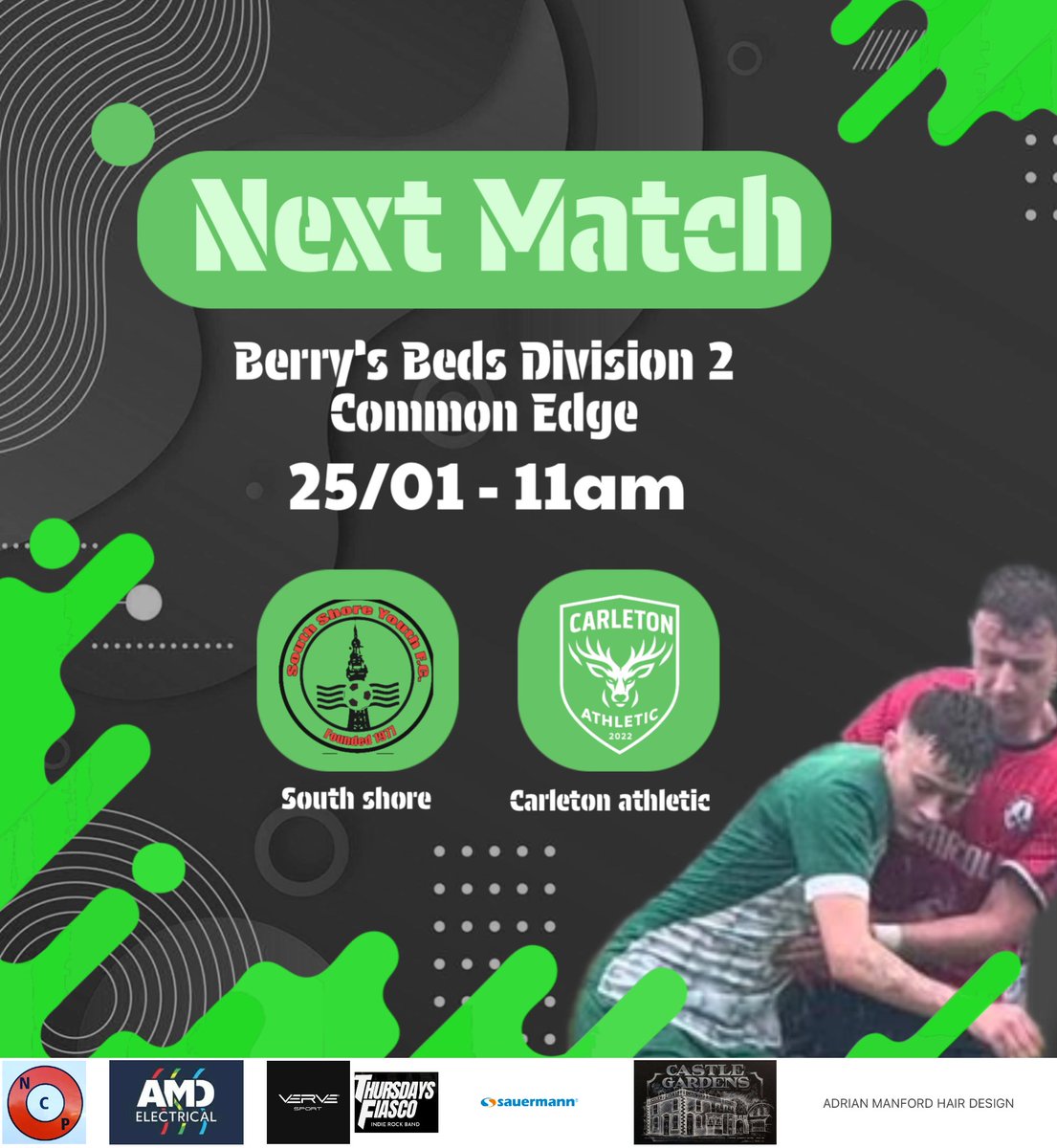 A return to league action tomorrow as we look to extend our lead at the top of the league.

Will be a tough test as we go to common edge to face a South Shore who have found some good form lately.

Up the Tics! 💚