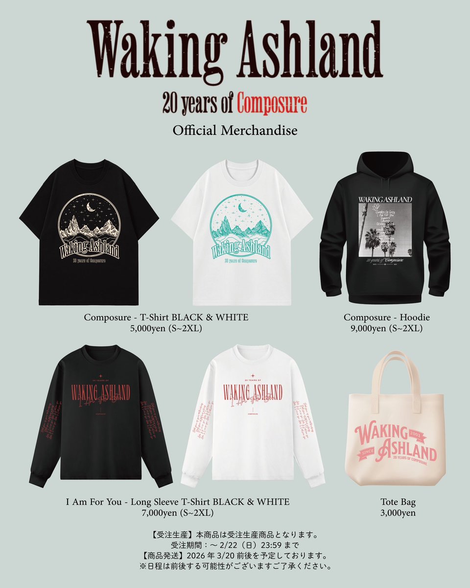 🇯🇵 Waking Ashland - Japan 2026🇯🇵
🔥追加公演早割🎫明日23:59まで🔥
eplus.jp/wakingashland
早割先行発売：～1/25(日)23:59
早割¥5,000 / 早割Tシャツ付¥9,000
早割VIP¥12,000
一般発売：2/2(月)19:00～
Support Act：<a href="/CALENDARSJP/">C A L E N D A R S</a>
DJ：ムラオカ（<a href="/gekirock/">激ロック</a>）

圧倒的にお得な早割期間中に是非‼️