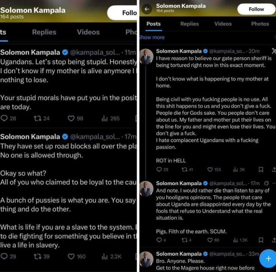 heisjoki's tweet photo. Dear @kampala_solomon, you’re screaming at people from the safety of America while demanding sacrifice from those who actually live with the consequences. That’s not courage, it’s distance.
If you’re so ready to die for the cause, start by standing where the batons, roadblocks and bullets are. Until then, stop insulting people who wake up to realities you only rage-tweet about.
Pain doesn’t give you moral authority. Fear doesn’t make you a leader. And yelling rot in hell from overseas doesn’t make you brave it just makes you loud.