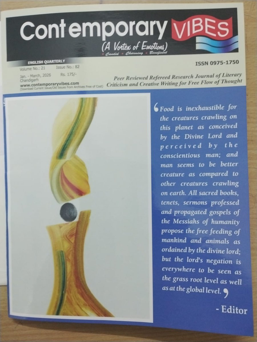 abnishsc's tweet photo. My sincere thanks to Prof. S. A. Hamid for his insightful and generous review of my poetry collection, Tell Me, Please… (published by Authorspress, New Delhi).

(Contemporary Vibes (ISSN 0975-1750), Volume 21, Issue 82, January–March 2026) https://t.co/QQY8Vk1hJ9